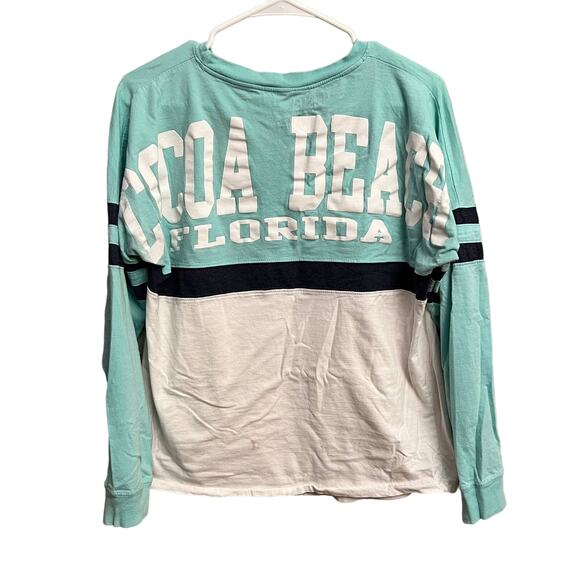 Cocoa Beach, Florida Raglan Long Sleeve Shirt Aqua White Size Large - Picture 4 of 13